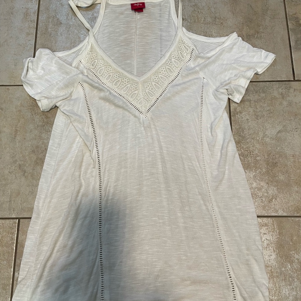 White Cold Shoulder Top